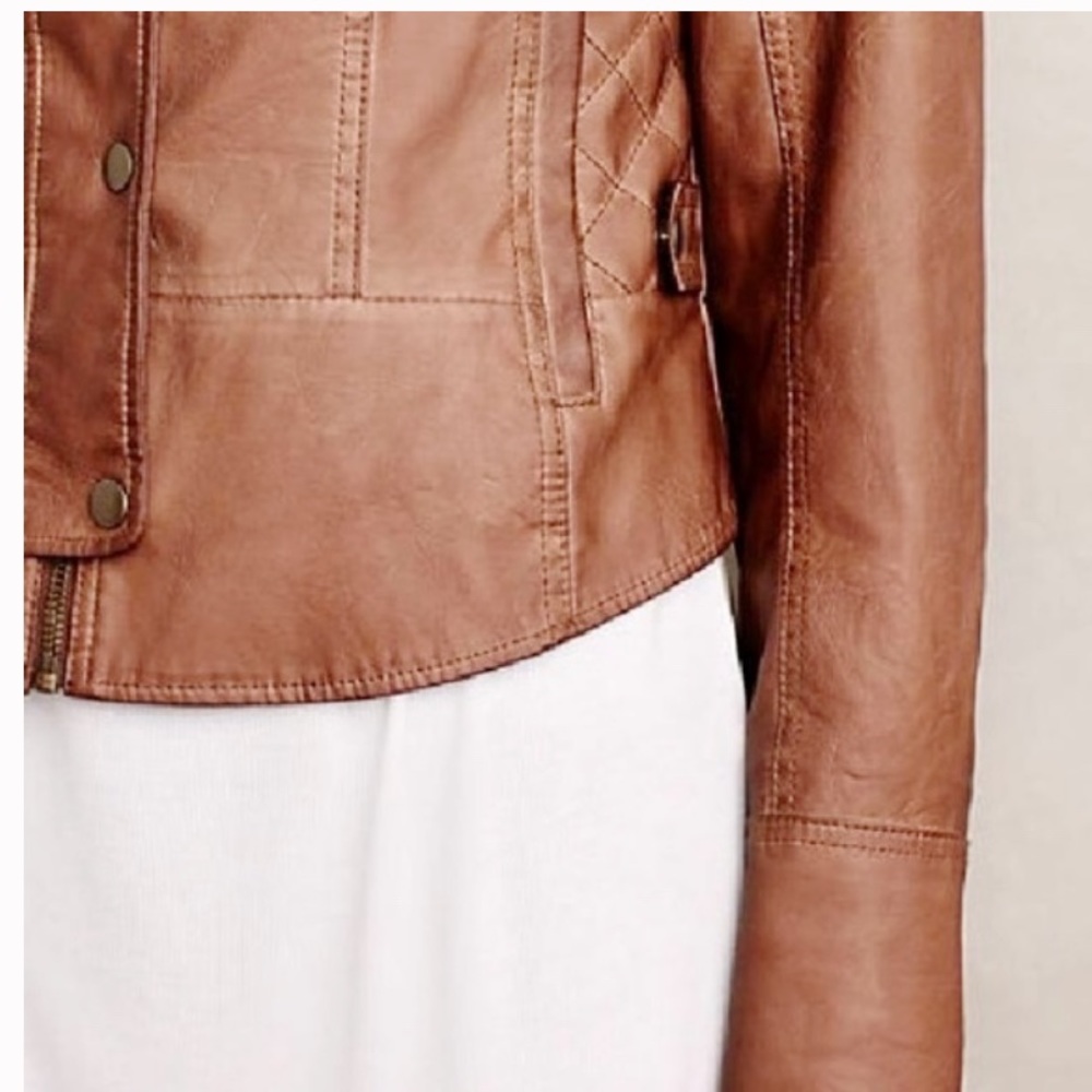 Anthropologie Hei Hei Vegan Leather Bomber Moto Jacket XXSmall - Picture 3 of 16